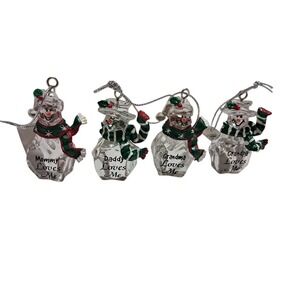 Ganz Crystal Clear Acrylic Christmas Ornaments Set Of 4 About 2" Snowmen NWT‎